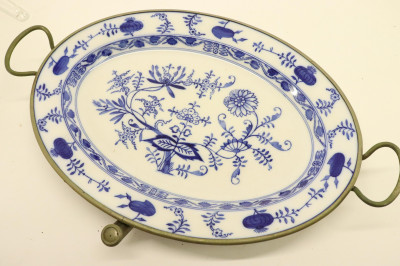 3 Meissen Porcelain Platters, Blue Onion pattern
