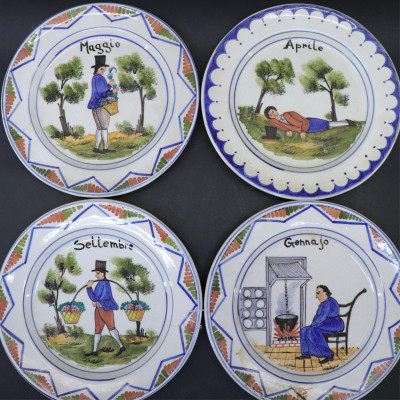 12 Spanish &amp; French Pottery Tablewares