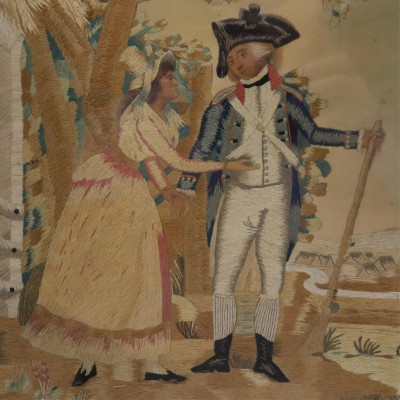 Image for Lot Silkwork 'Farewell Soldier Wife' 18th/19th C