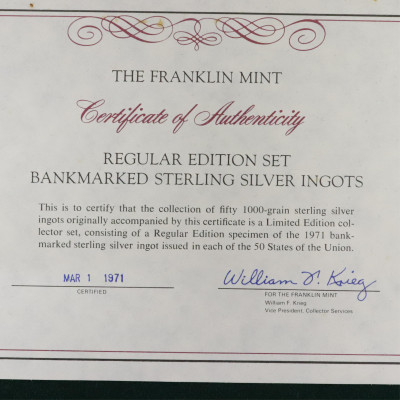 Franklin Mint Regular Ed. Sterling Silver Ingots