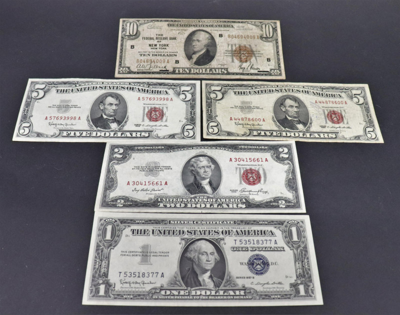 US Currency: $10, $2, $5 $1 Silver Cert.