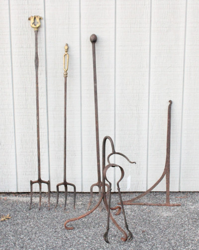 Image for Lot Early Iron Fireplace Tools, Accessories