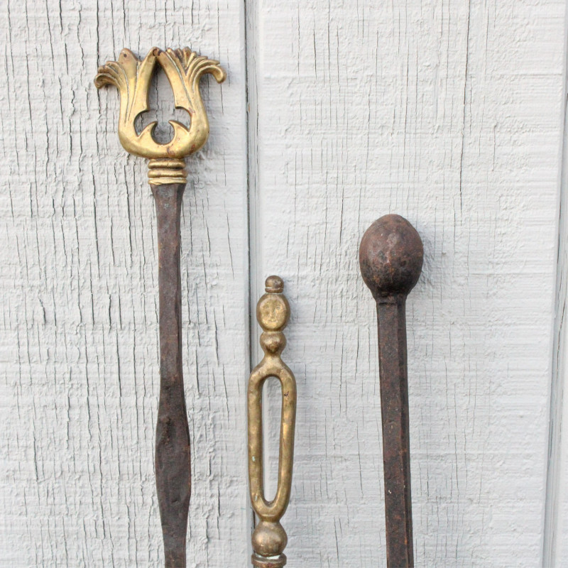 Early Iron Fireplace Tools, Accessories