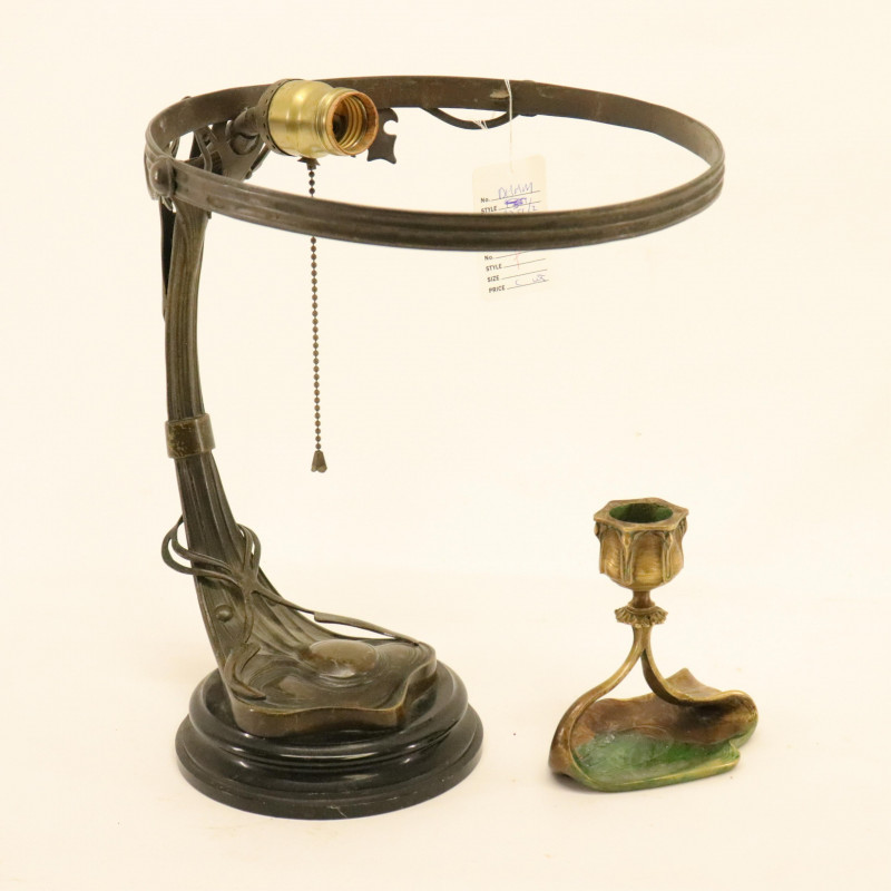 Art Nouveau Lamp &amp; Candle Holder, circa 1900