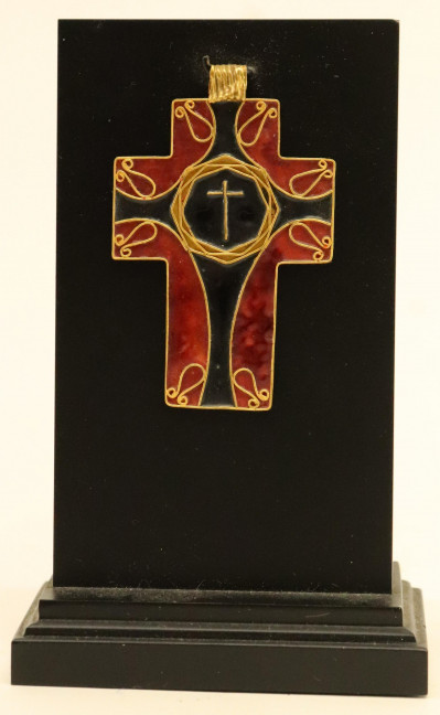 Image for Lot Byzantine Gold and Enamel Cross 100-1200AD