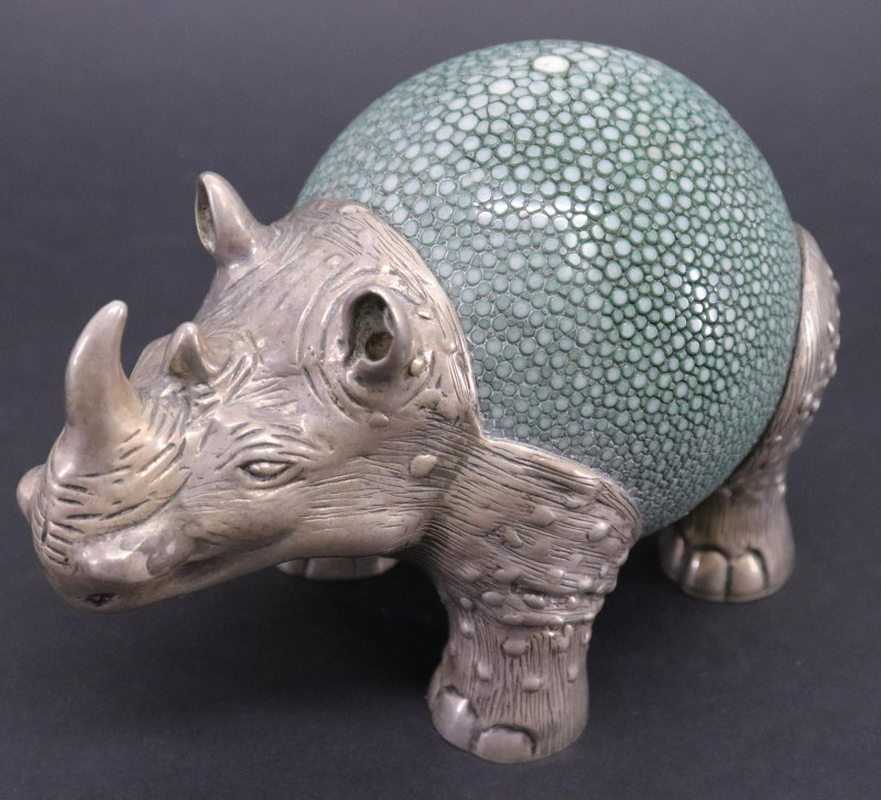 Sterling Silver &amp; Shagreen Rhinocerous