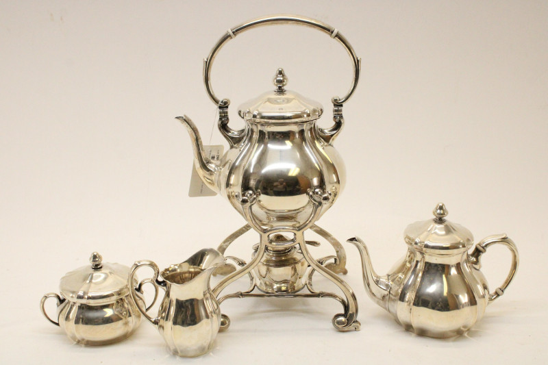 German .800 Silver 4-Piece Tea Set