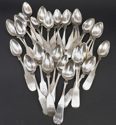Image for Lot 31 Coin Silver Tea Spoons, 18th &amp; 19th C.