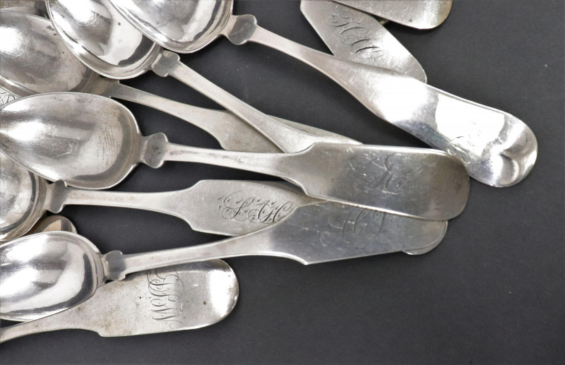 31 Coin Silver Tea Spoons, 18th &amp; 19th C.