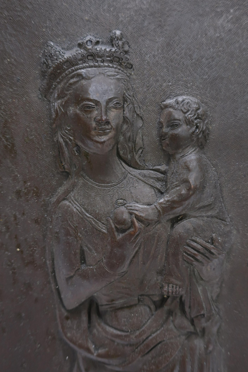 Bronze Low Relief Plaque of Mother and Child