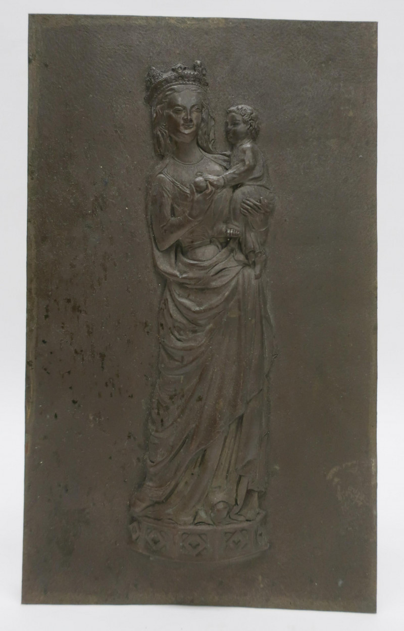 Bronze Low Relief Plaque of Mother and Child
