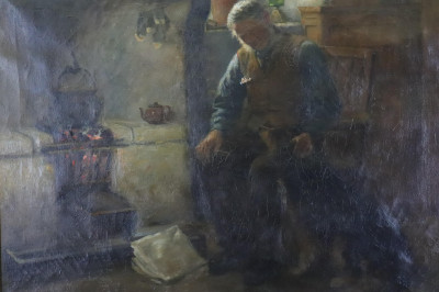 Image for Lot H.J. Dobson, Man beside Hearth, O/C