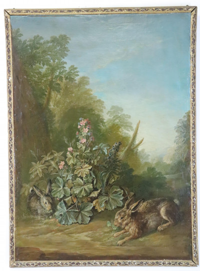 Jean Jacques Spode, 1680-1757, Rabbits/Flowers