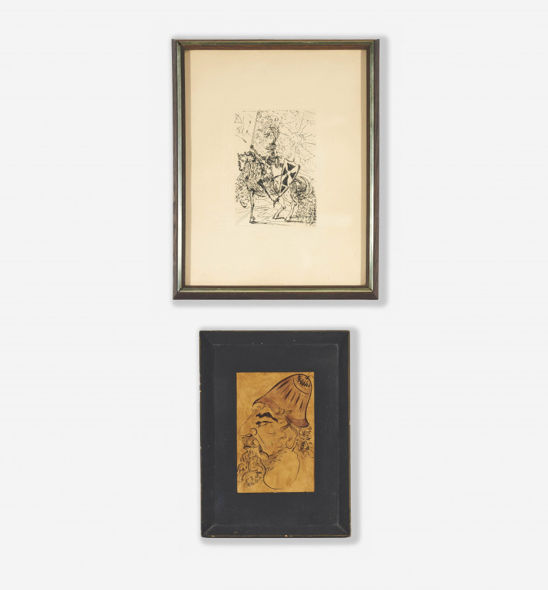 Various Artists - Group, (2) two works, Surrealist drawing and Dali etching