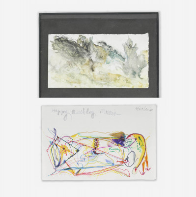 Image for Lot Alan Kleinman - Two various works on paper by the artist; one abirthday card dated 2010