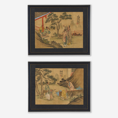 Image for Lot Artist Unknown - Group of Two (2) Chinese Watercolors with Figures