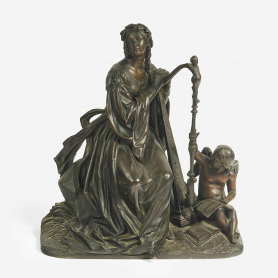 Image for Lot Jean-François-Théodore Gechter - Muse with Harp and Putto