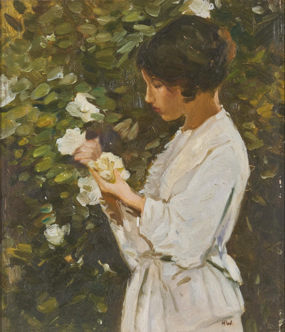 Image for Lot Impressionist School - Girl with White Camellias