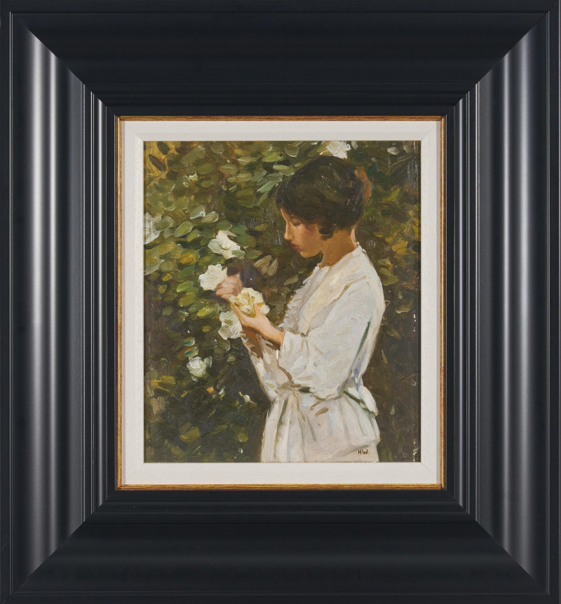 Impressionist School - Girl with White Camellias