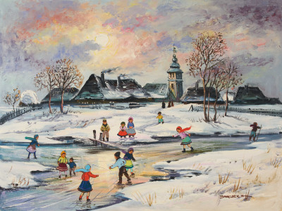 Image for Lot Antal Jancsek - Skating in Winter