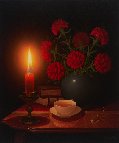 Image for Lot Rudy Ruschè - Candlelit Room with Red II