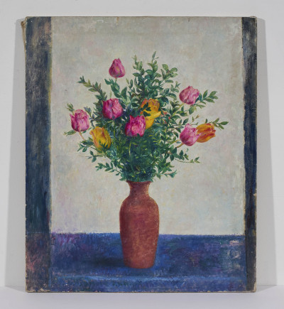 Clara Klinghoffer - Tulips in a Red Vase