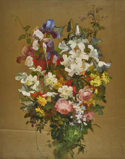 Josef Konečný - Lily and Roses on Gold