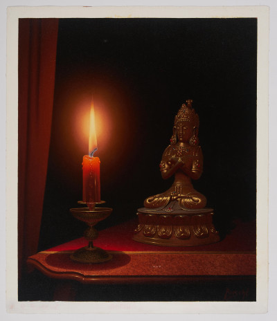 Rudy Ruschè - Statue and Candle