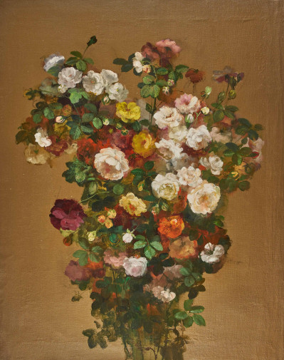 Image for Lot Josef Konečný - White Roses on Gold