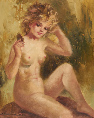 Montserrat Barta - Seated nude with mirror