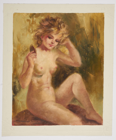 Montserrat Barta - Seated nude with mirror