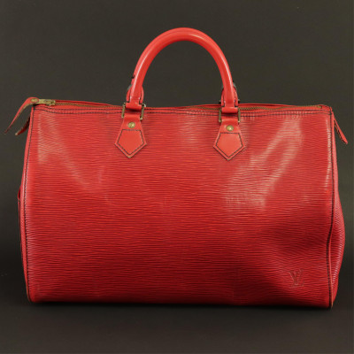 Image for Lot Louis Vuitton Red Epi Leather Speedy 35