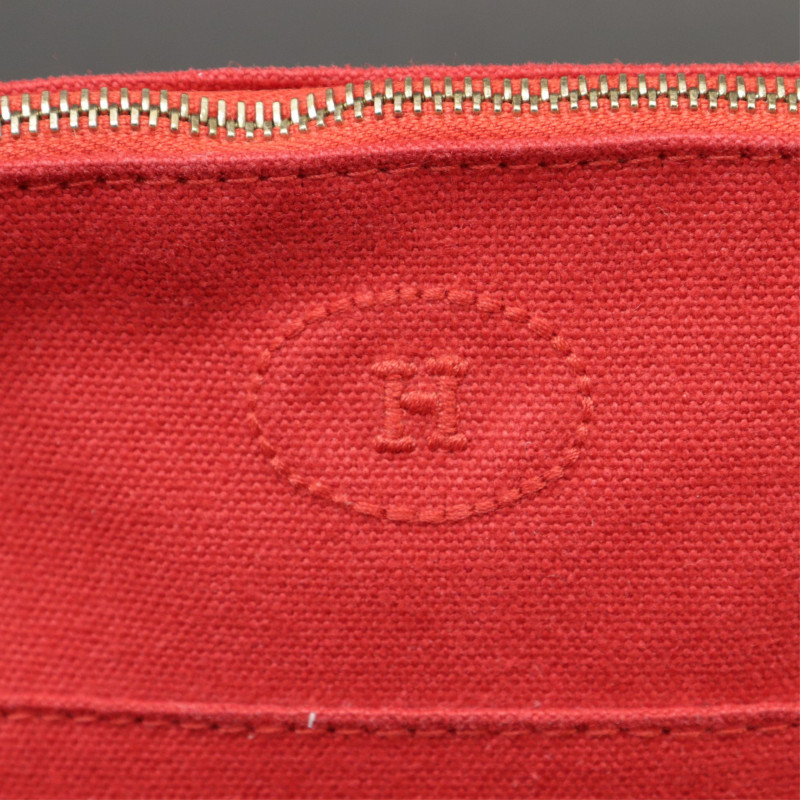 Hermes Hermes Bolide Pouch Pm Canvas Leather Red