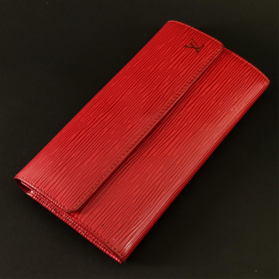 Image for Lot Louis Vuitton Red Epi Leather Sarah Wallet