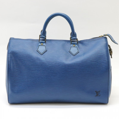 Image for Lot Louis Vuitton Blue Epi Leather Speedy 35