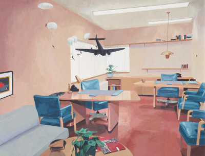 Image for Lot Unknown Artist - Untitled (Office with hanging plane)