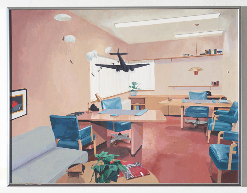 Unknown Artist - Untitled (Office with hanging plane)