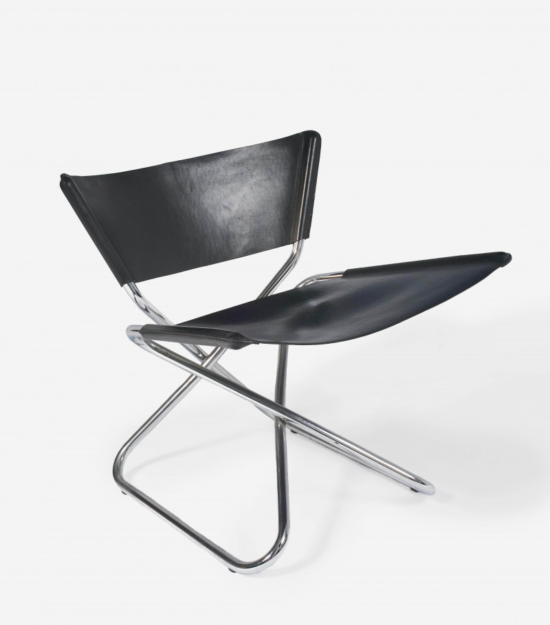 Erik Magnussen - Leather and Chrome Folding Side Chair