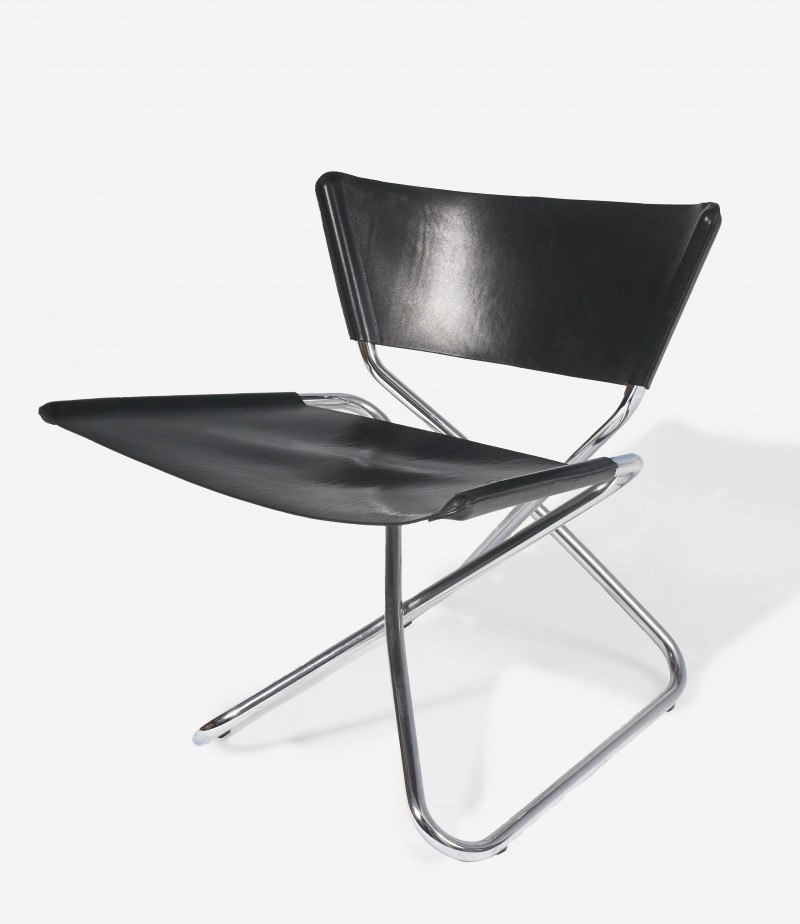 Erik Magnussen - Leather and Chrome Folding Side Chair