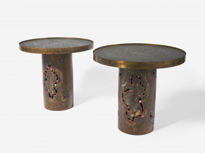 Philip &amp; Kelvin LaVerne (attributed) - Pair of circular top side tables