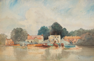 Image for Lot Artist Unknown - Untitled (Houses on the water)