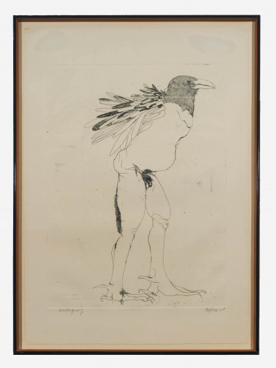 Leonard Baskin - Untitled (Male figure with bird head)