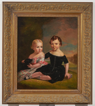Artist Unknown - Untitled (Two young girls with dog)