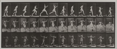 Image for Lot Eadweard Muybridge - Animal Locomotion: Plate 170 Movements, Female, Jumping from stone to stone across a brook