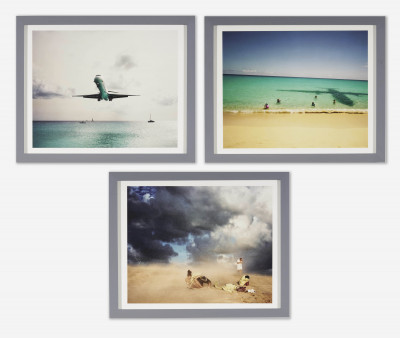 Image for Lot Thomas Prior - Group, three (3) Plane landing and beach chaos