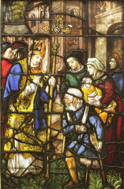 Image for Lot Stained Glass Window Bishop Germany c152030