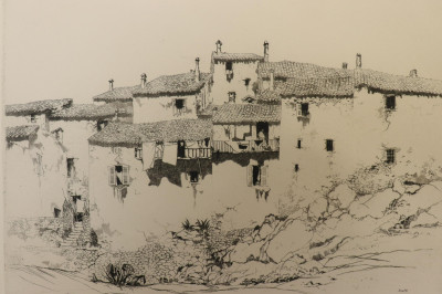 Image for Lot Arthur W Hall 'Edge of Antibes' Etching