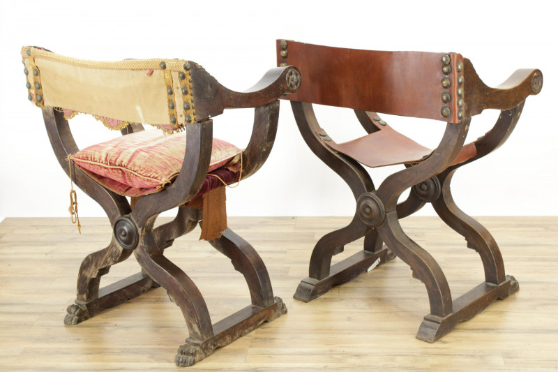 2 Italian Baroque Curule Style Chairs
