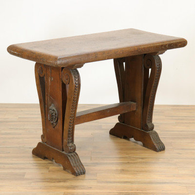 Image for Lot Italian Baroque Style Walnut Trestle Table