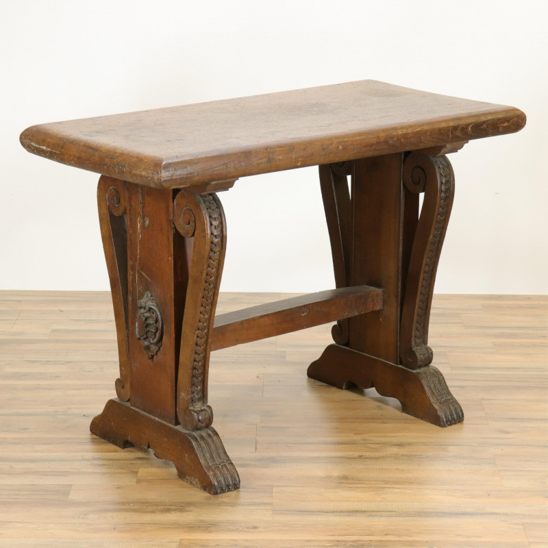 Italian Baroque Style Walnut Trestle Table